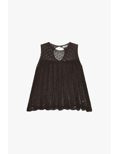 Top ajourado sem mangas com detalhe cut-out Please
