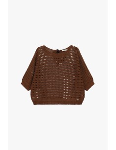 Top Ajourado Amplo com Mangas Curtas Please