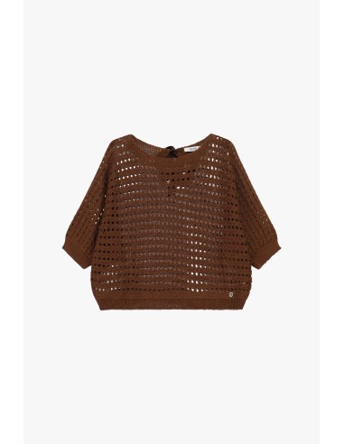 Top Ajourado Amplo com Mangas Curtas Please