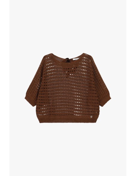 Top Ajourado Amplo com Mangas Curtas Please