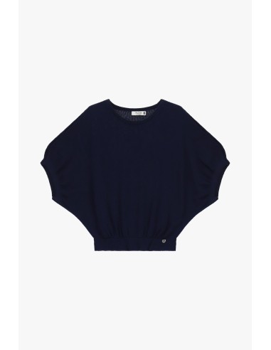 Top amplo com mangas de morcego e barra elástica Please