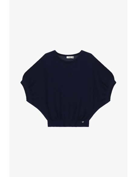 Top amplo com mangas de morcego e barra elástica Please