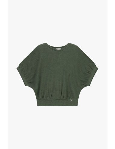 Top amplo com mangas morcego e barra elástica Please