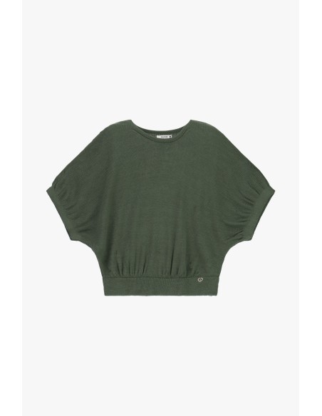 Top amplo com mangas morcego e barra elástica Please