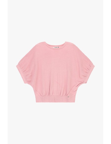 Top amplo com mangas de morcego e bainha elástica Please