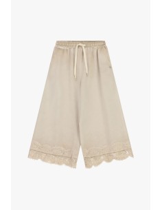 Calças Palazzo Largas com Barra em Renda Please