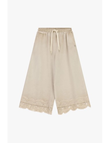 Calças Palazzo Largas com Barra em Renda Please