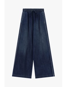 Jeans de perna larga com elástico e cordão na cintura Please 2