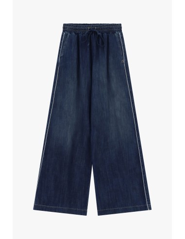 Jeans Wide Leg com elástico e cordão na cintura Please