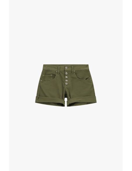Shorts de corte regular com barra virada e botões Please