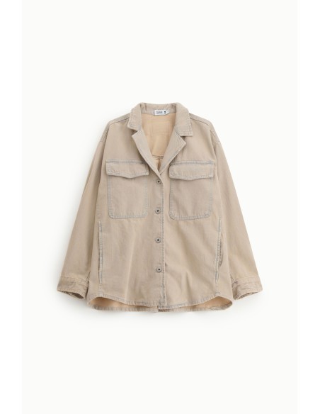 Sobrecamisa corte regular com bolsos aplicados frontais Please