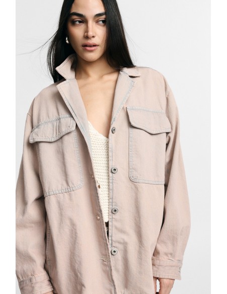 Casaco-Camisa Corte Regular Bolsos Aplicados Frontais Please