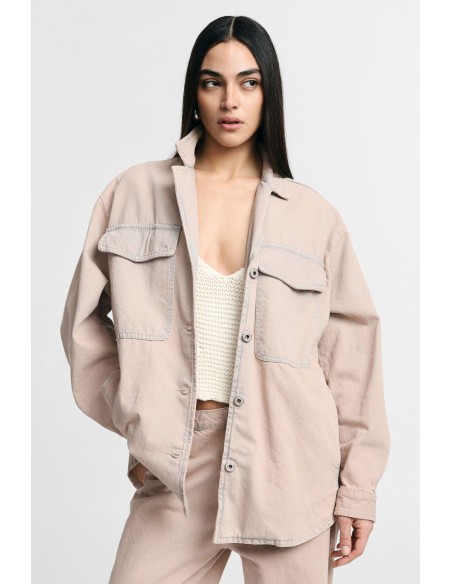 Casaco-camisa corte regular com bolsos aplicados frontais Please