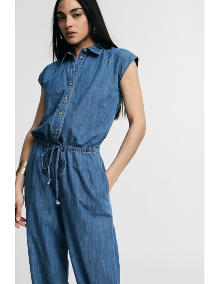 Macacão comprido com cordão e botões frontais Please