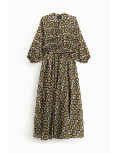 Vestido Longo Com Estampa Geométrica E Cinto Dixie