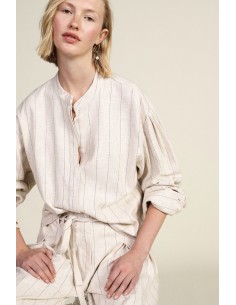 Camicia A Righe Con Maniche Lunghe E Colletto Stondato Dixie - Vest...