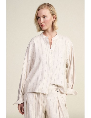 Camicia A Righe Con Maniche Lunghe E Colletto Stondato Dixie - Vest...