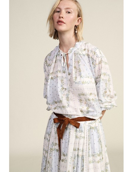 Blusa ampla com estampa floral e laço Dixie