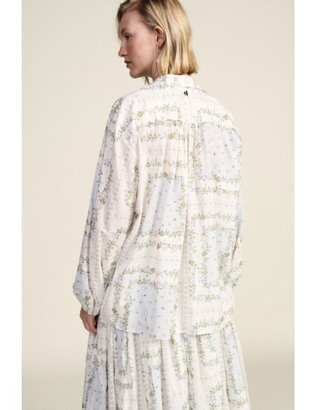 Blusa Ampla Con Estampa Floral E Laço Dixie