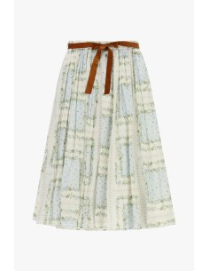 Saia plissada com estampado floral e cinto com laço Dixie 2