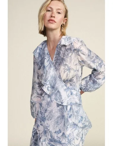 Vestido Longo com Estampa Floral e Folhos Assimétricos Dixie