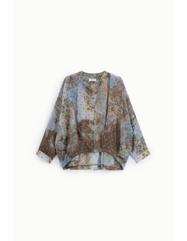 Blusa ampla estampada paisley com decote redondo Dixie