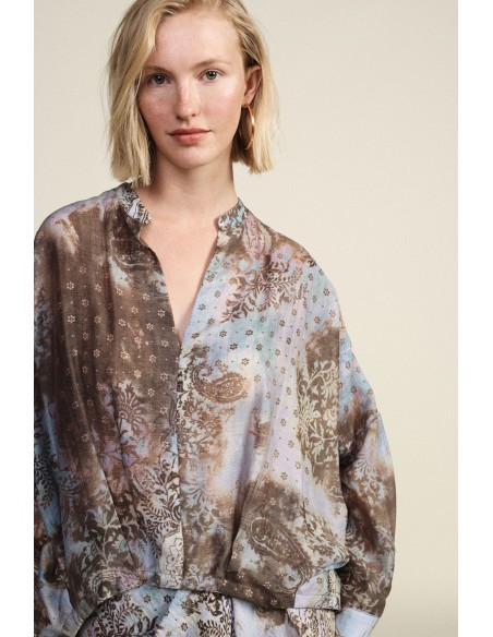Blusa ampla com padrão paisley e decote redondo Dixie