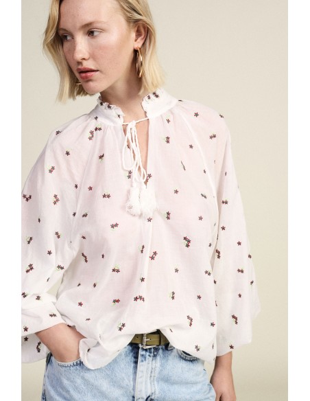 Camisa Ampla Com Estampa Floral E Mangas Compridas Dixie