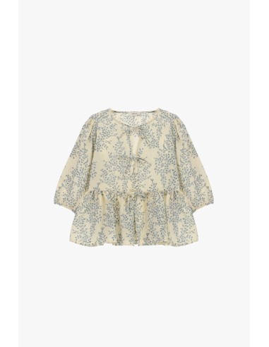 Blusa estampada com mangas amplas e babado Dixie