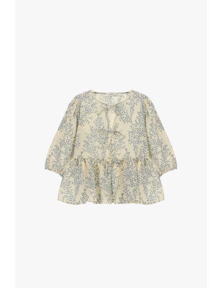 Blusa estampada com mangas amplas e babado Dixie