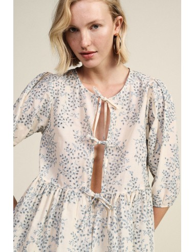 Blusa estampada com mangas amplas e folho Dixie