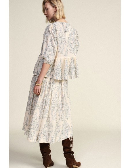 Saia Plissada com Estampa Floral Midi Dixie