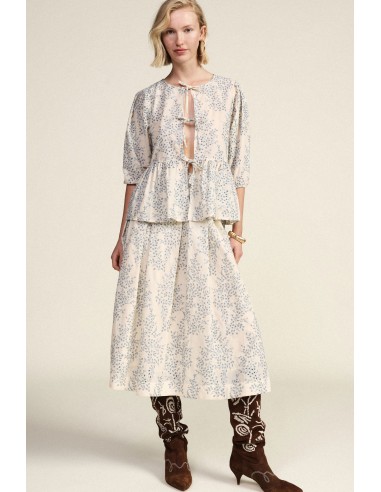 Saia midi plissada com padrão floral Dixie