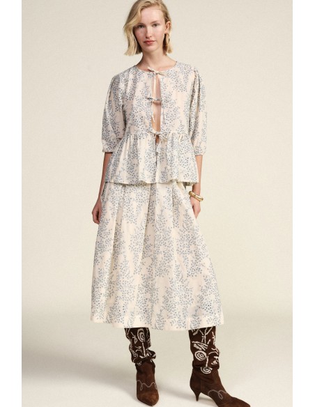 Saia midi plissada com padrão floral Dixie