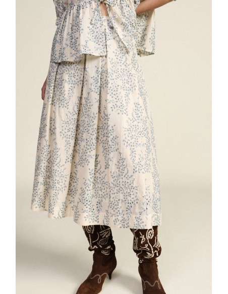 Saia Midi Plissada com Estampa Floral Dixie