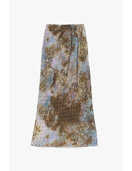 Saia longa com estampa paisley e motivo floral Dixie