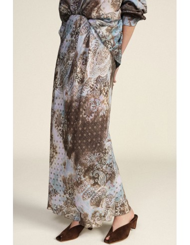 Saia longa com estampa paisley e motivo floral Dixie