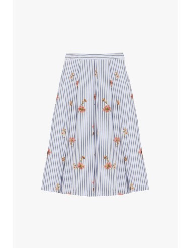 Saia plissada às riscas com estampa floral Dixie