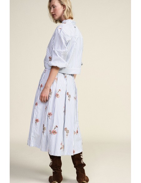 Saia plissada às riscas com estampado floral Dixie