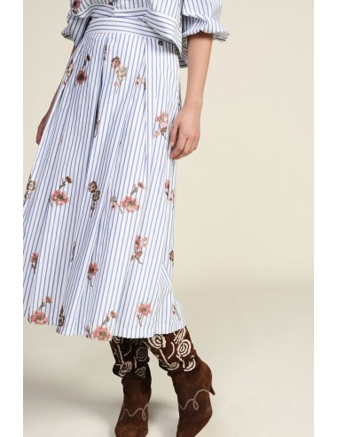 Saia plissada às riscas com estampado floral Dixie