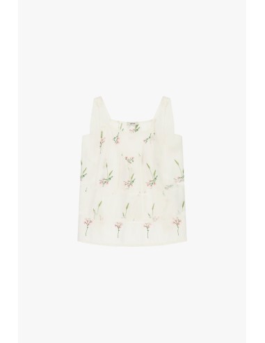Top com alças largas e bordado floral Dixie