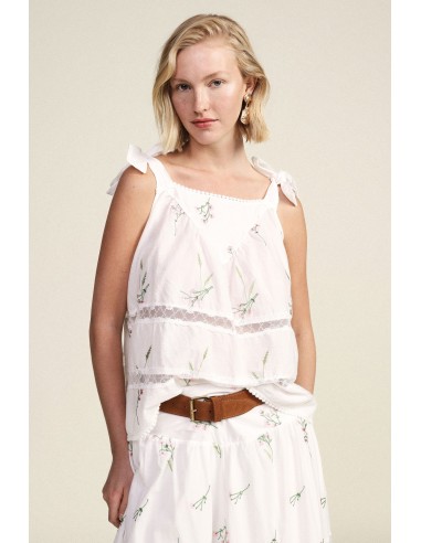 Top Com Alças Largas E Bordado Floral Dixie