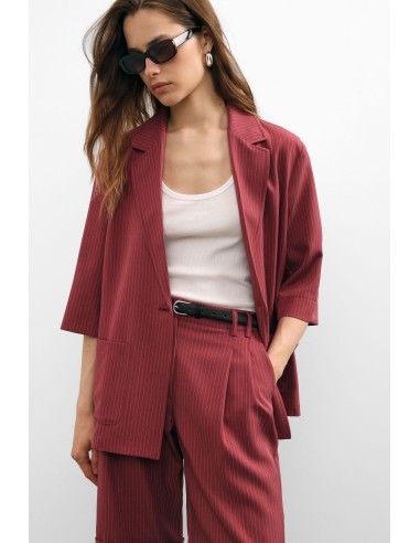 Blazer A Righe Con Maniche Tre Quarti E Chiusura A Bottone Please -...