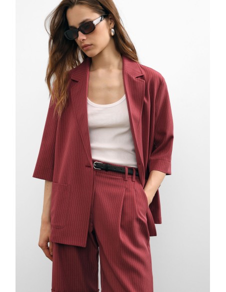 Blazer A Righe Con Maniche Tre Quarti E Chiusura A Bottone Please -...