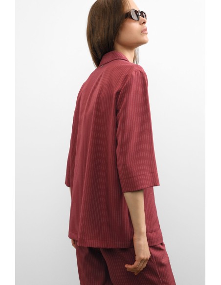 Blazer A Righe Con Maniche Tre Quarti E Chiusura A Bottone Please -...