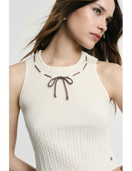 Top Senza Maniche Lavorato A Coste Con Laccetto Please - Vestiti Fi...
