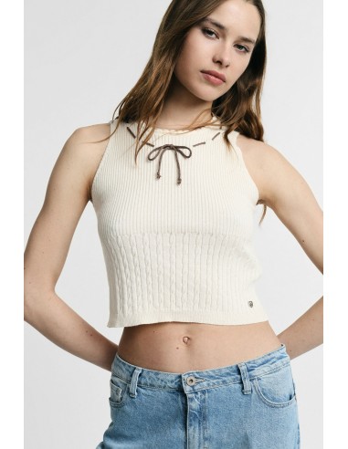 Top Senza Maniche Lavorato A Coste Con Laccetto Please - Vestiti Fi...