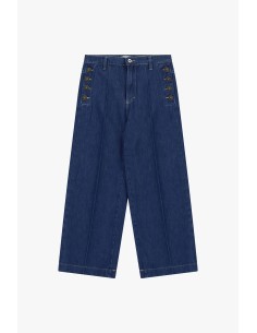 Jeans de perna larga com botões laterais Please 2
