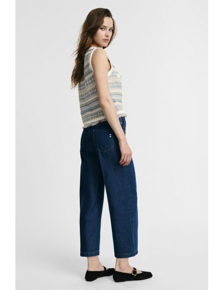 Jeans de perna larga com botões laterais Please