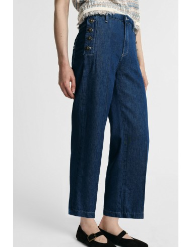 Jeans de perna larga com botões laterais Please